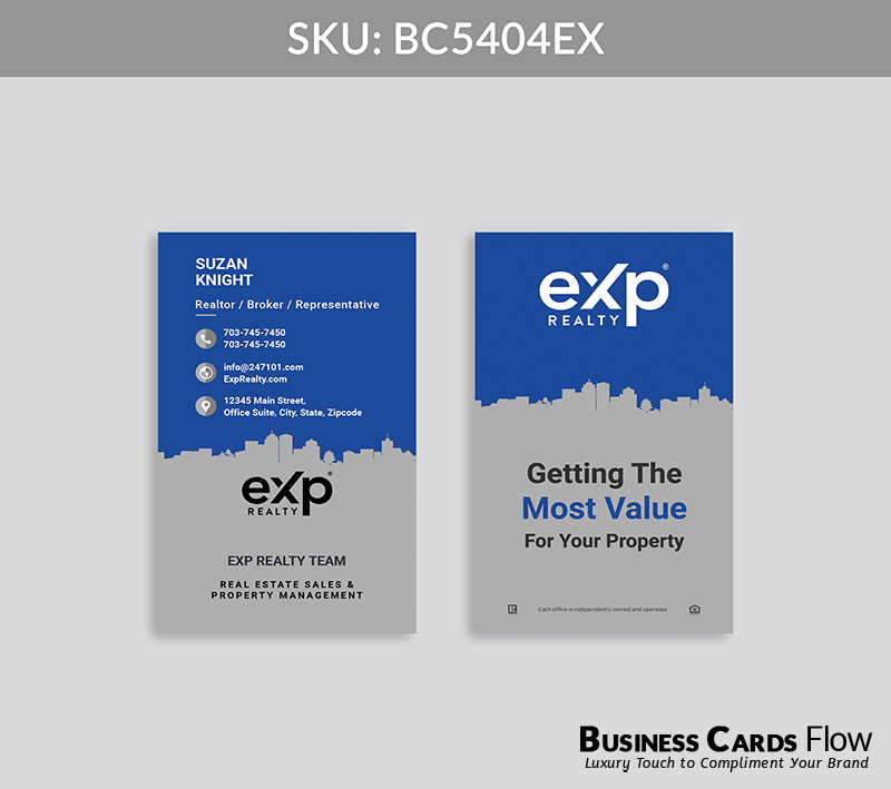 Business Cards Flow eXp Realty Business Cards BC5404EX Style 28 - Choose from premium paper stocks, shapes and sizes. Custom cards, made your way. Shop Now! Custom premium business cards ship free. eXp Realty Business Cards - BC5404EX Realtors Business Cards Flow for eXp Realty