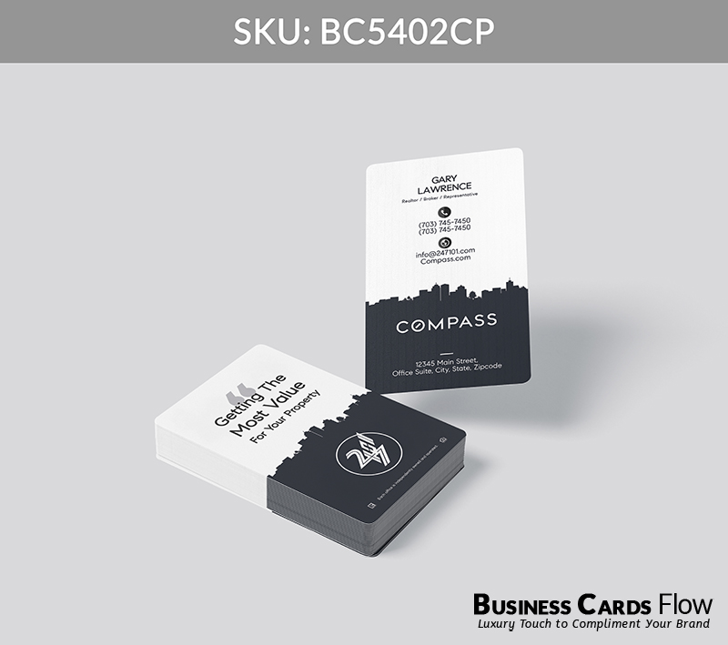 Business Cards Flow Compass Business Cards BC5402CP Style 26 - Choose from premium paper stocks, shapes and sizes. Custom cards, made your way. Shop Now! Custom premium business cards ship free. Compass Business Cards - BC5402CP Realtors Business Cards Flow for Compass