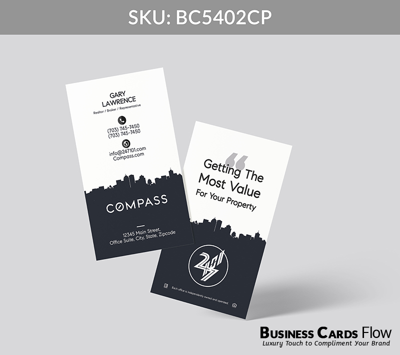 Business Cards Flow Compass Business Cards BC5402CP Style 30 - Choose from premium paper stocks, shapes and sizes. Custom cards, made your way. Shop Now! Custom premium business cards ship free. Compass Business Cards - BC5402CP Realtors Business Cards Flow for Compass