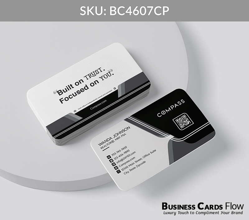 Business Cards Flow Compass Business Cards BC4607CP Style 20 - Business Cards Flow - Choose from premium paper stocks, shapes and sizes. Custom cards, made your way. Shop Now! Custom premium business cards ship free.