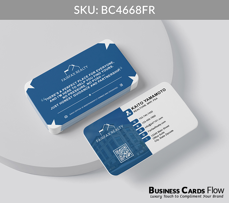 Business Cards Flow Fairfax Realty Business Cards BC4668FR Style 20 - Business Cards Flow - Choose from premium paper stocks, shapes and sizes. Custom cards, made your way. Shop Now! Custom premium business cards ship free.