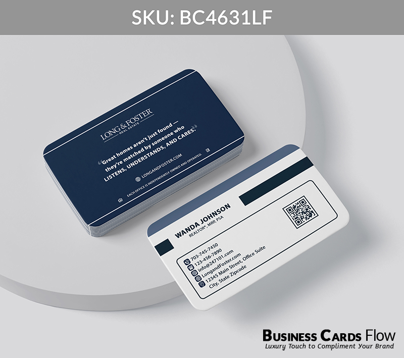 Business Cards Flow Long and Foster Business Cards BC4631LF Style 20 - Business Cards Flow - Choose from premium paper stocks, shapes and sizes. Custom cards, made your way. Shop Now! Custom premium business cards ship free.