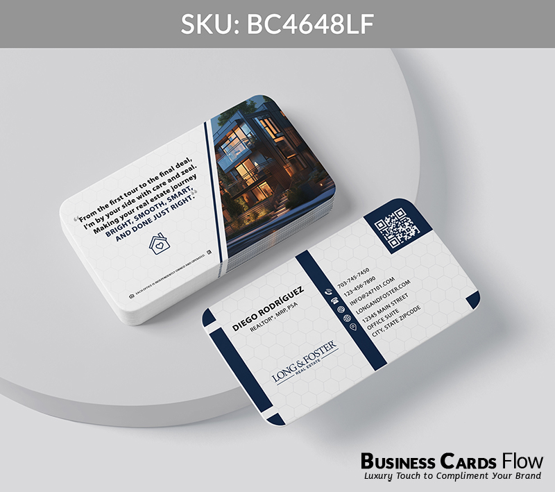 Business Cards Flow Long and Foster Business Cards BC4648LF Style 20 - Business Cards Flow - Choose from premium paper stocks, shapes and sizes. Custom cards, made your way. Shop Now! Custom premium business cards ship free.