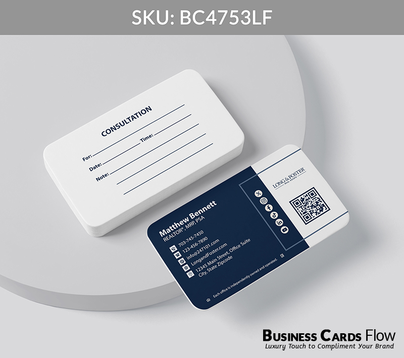 Business Cards Flow Long and Foster Business Cards BC4753LF Style 20 - Business Cards Flow - Choose from premium paper stocks, shapes and sizes. Custom cards, made your way. Shop Now! Custom premium business cards ship free.