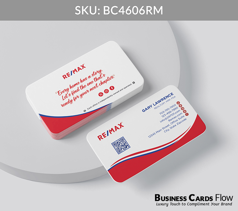 Business Cards Flow Remax Business Cards BC4606RM Style 20 - Business Cards Flow - Choose from premium paper stocks, shapes and sizes. Custom cards, made your way. Shop Now! Custom premium business cards ship free.