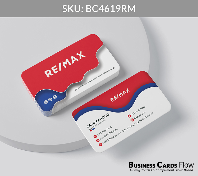 Business Cards Flow Remax Business Cards BC4619RM Style 20 - Business Cards Flow - Choose from premium paper stocks, shapes and sizes. Custom cards, made your way. Shop Now! Custom premium business cards ship free.