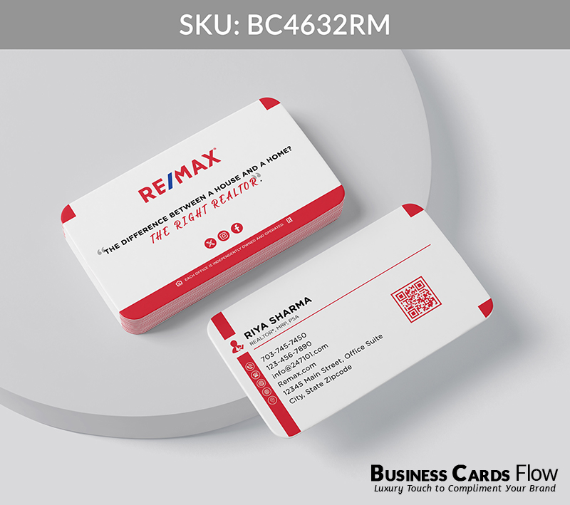 Business Cards Flow Remax Business Cards BC4632RM Style 20 - Business Cards Flow - Choose from premium paper stocks, shapes and sizes. Custom cards, made your way. Shop Now! Custom premium business cards ship free.
