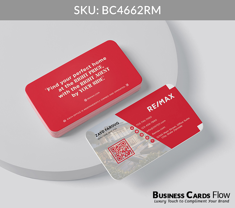 Business Cards Flow Remax Business Cards BC4662RM Style 20 - Business Cards Flow - Choose from premium paper stocks, shapes and sizes. Custom cards, made your way. Shop Now! Custom premium business cards ship free.