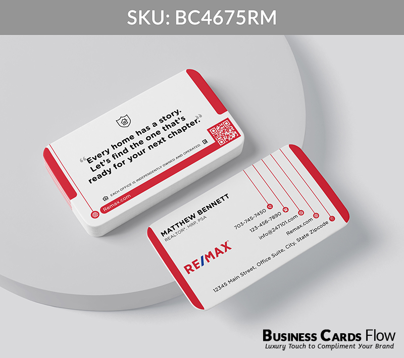 Business Cards Flow Remax Business Cards BC4675RM Style 20 - Business Cards Flow - Choose from premium paper stocks, shapes and sizes. Custom cards, made your way. Shop Now! Custom premium business cards ship free.