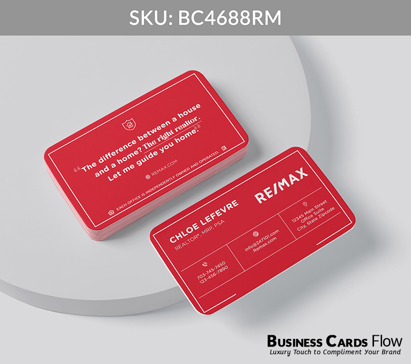 Business Cards Flow Remax Business Cards BC4688RM Style 20 - Business Cards Flow - Choose from premium paper stocks, shapes and sizes. Custom cards, made your way. Shop Now! Custom premium business cards ship free.