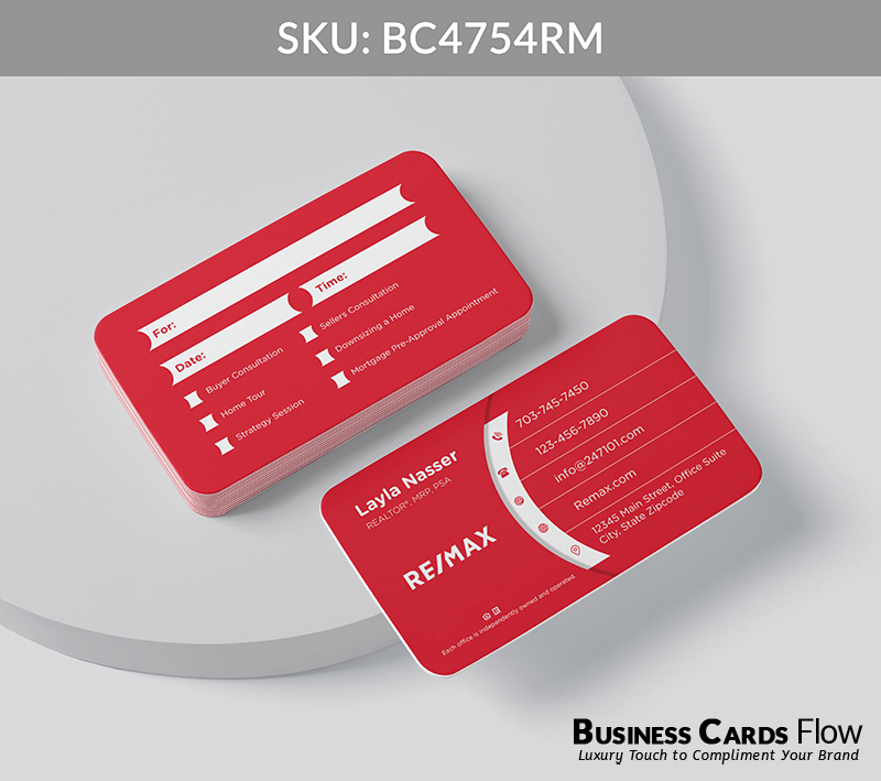Business Cards Flow Remax Business Cards BC4754RM Style 20 - Business Cards Flow - Choose from premium paper stocks, shapes and sizes. Custom cards, made your way. Shop Now! Custom premium business cards ship free.