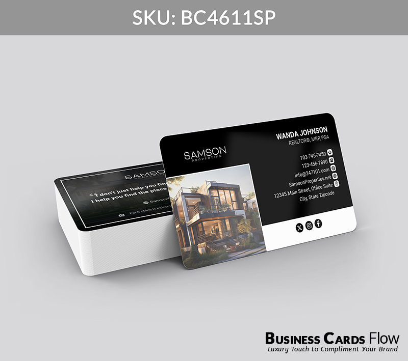 Business Cards Flow Samson Properties Business Cards BC4611SP Style 23 - Choose from premium paper stocks, shapes and sizes. Custom cards, made your way. Shop Now! Custom premium business cards ship free. samson properties business cards - BC4611SP - Style 23