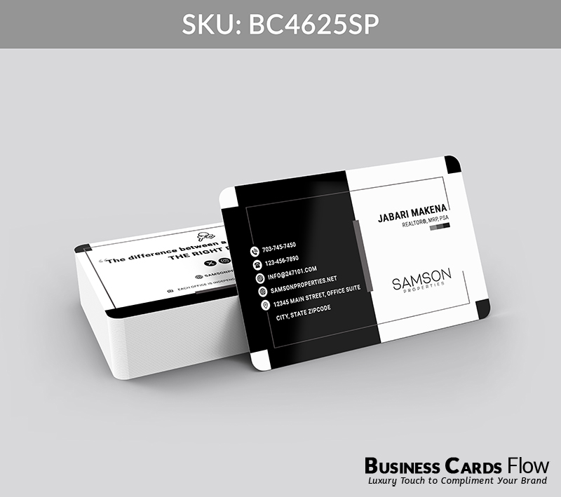 Business Cards Flow Samson Properties Business Cards BC4625SP Style 23 - Choose from premium paper stocks, shapes and sizes. Custom cards, made your way. Shop Now! Custom premium business cards ship free. samson properties business cards - BC4625SP - Style 23