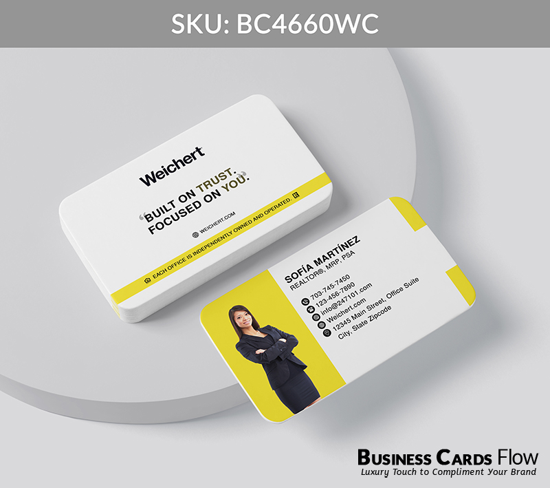 Business Cards Flow Weichert Business Cards BC4660WC Style 20 - Business Cards Flow - Choose from premium paper stocks, shapes and sizes. Custom cards, made your way. Shop Now! Custom premium business cards ship free.